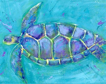 Swimming Sea Turtle: Fine art giclee from original acrylic painting