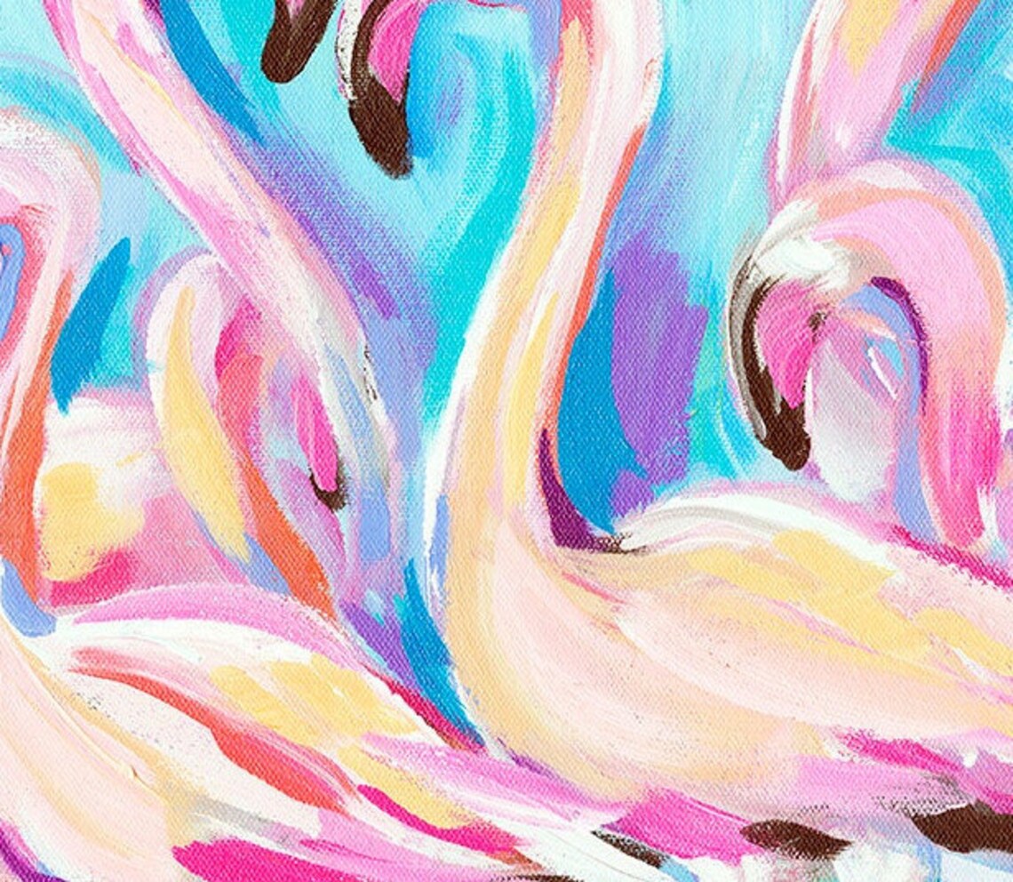 Flamingo Fiesta: Fine Art Flamingo Print From an Original - Etsy