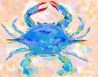 Clawdia: Fine art giclee crab print from original acrylic crab painting