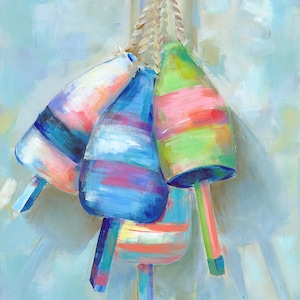 Buoy Art: Island Buoys, Fine art giclee buoy print from original acrylic buoy painting