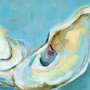 Oyster Art: Deep Sea Oysters Cropped, Fine art giclee oyster print from original oyster painting