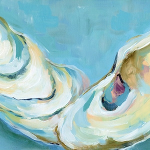 Deep Sea Oyster 12 x 24: Fine art giclee oyster print from original acrylic oyster painting