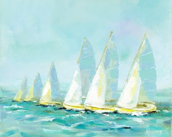 Sea Breeze Tropic: Fine art giclee sailboat print from original sailboat painting.