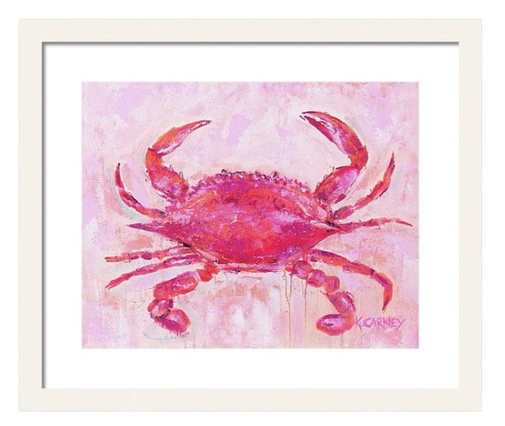 A Pink Crab Fine Art Giclee Crab Print From Original Acrylic Etsy