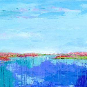 Abstract Marsh : &#39;Inlet in Color&#39; fine art giclee of original acrylic painting