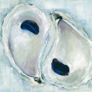 Oysters: &quot;Plum Poised Oysters Chesapeake&quot;  Fine art oyster giclee print from original oyster painting
