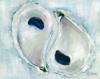 Oysters: "Plum Poised Oysters Chesapeake"  Fine art oyster giclee print from original oyster painting