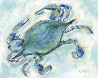 Chesapeake Blue Crab: Blue Bayou Chesapeake, Fine art giclee crab print from original blue crab painting