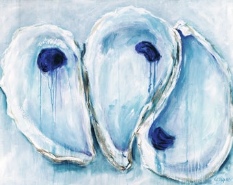 Oysters Trifecta Chesapeake: Fine art giclee print of original oyster acrylic painting