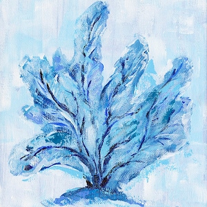 Coral Art: &quot;Blue Fan Coral&quot; Fine art blue fan coral print from original blue fan coral painting