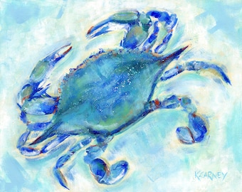 Blue Bayou: Fine art giclee crab print from original acrylic blue crab painting