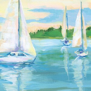 Miles River Sails: Fine art giclee sailboat print from original sailboat painting image 2