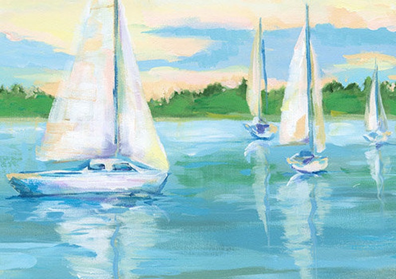 Miles River Sails: Fine art giclee sailboat print from original sailboat painting image 2