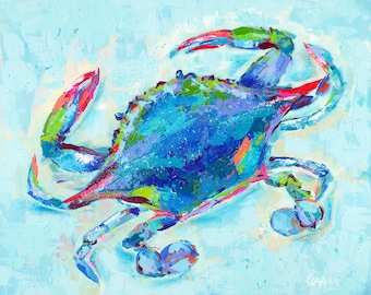 Crabby Gabby: Fine art giclee crab print from original acrylic crab painting
