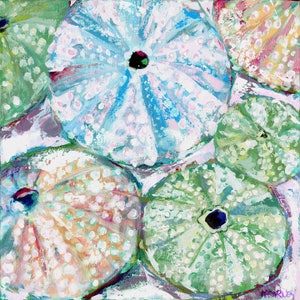 Ocean Urchins: Limited edition signed & numbered giclee sea urchin print from original sea urchin painting