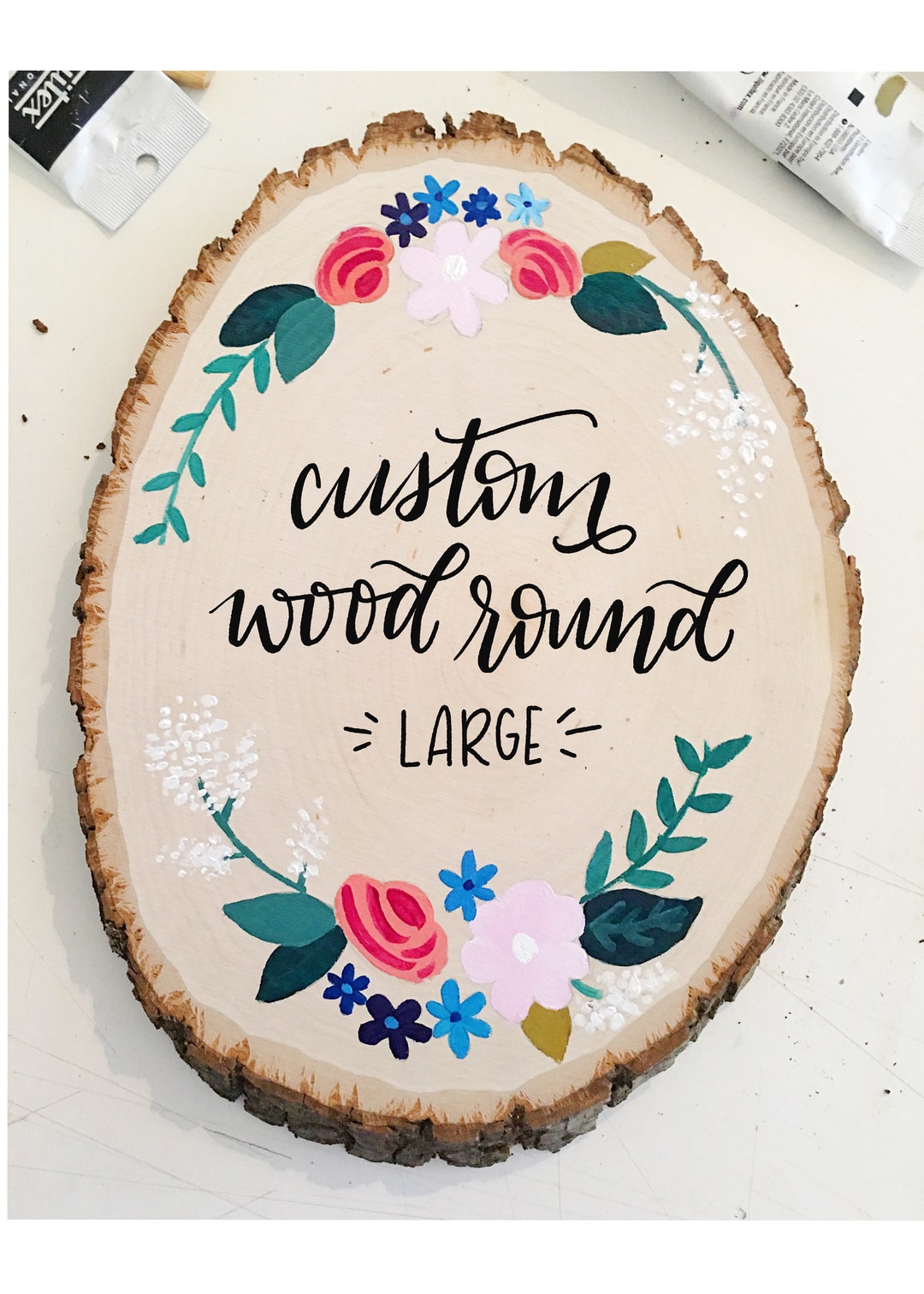 Custom Wood Round, Wood Round Painting, 5 Year Anniversary Gift