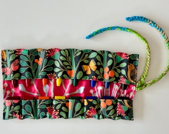 Songbird 8-pocket voor krijt. Waldorf- en montessorikleurpotlood voor Stockmar- of Filana-kleurpotloden. Handgemaakt in de VS