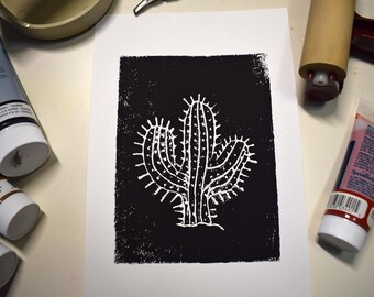 Original Ink Print of a Cactus 6x9"