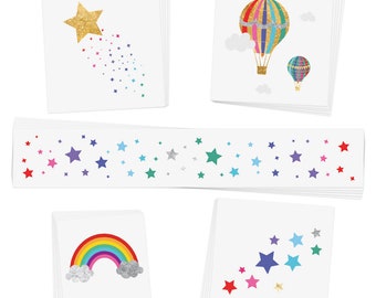 Rainbow Dreamer Variety Set of 25 magical rainbow  inspired metallic temporary kids Flash Tattoos | Party favors | Rainbow party | kids tat