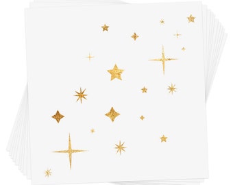 TWINKLE AND SHINE set of 10 premium metallic gold temporary face Flash Tattoos -  Stars | Eye shimmer | Face glitter