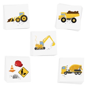Flash Tattoos CONSTRUCTION ZONE kids temporary tattoos | 25 individual tattoos | Excavator, Bulldozer, Dump truck, trucks for kids