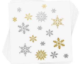 Snowflake Flurry set of 10 premium metallic gold and silver temporary holiday snowflake Flash Tattoos-party favors, temporary tattoo, frozen
