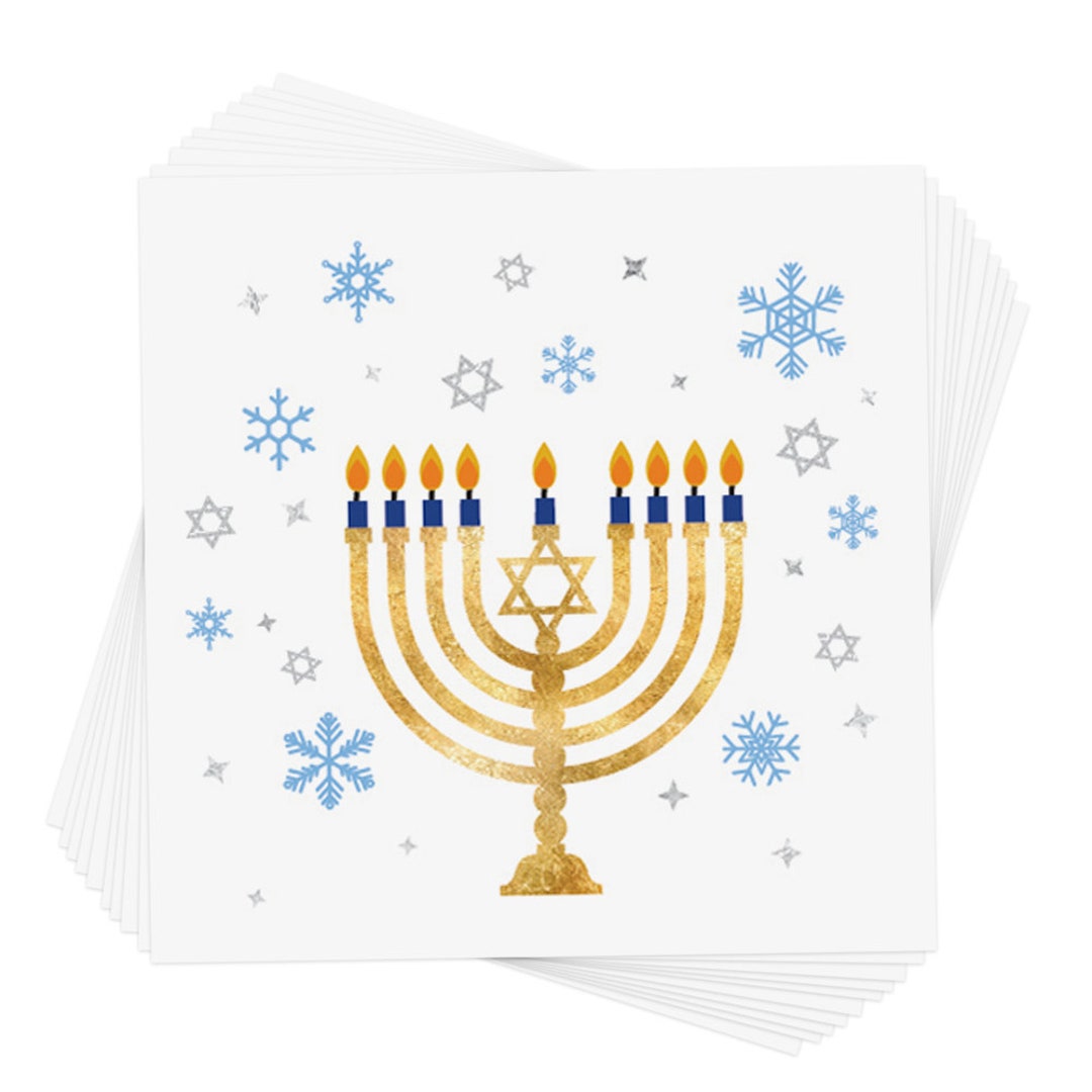MENORAH Temporary Tattoo 10 Metallic Hanukkah Inspired Flash Tattoos