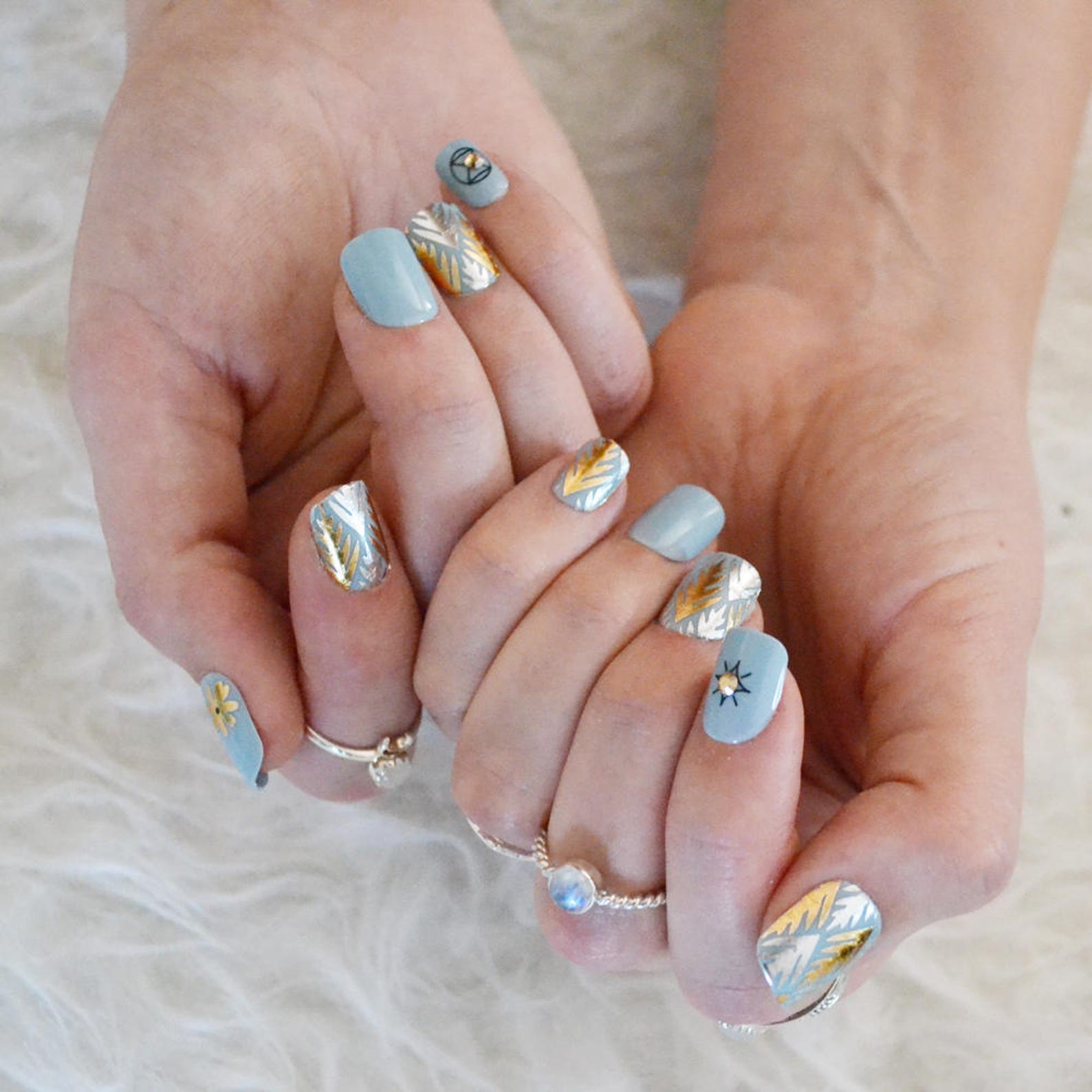 Boho Nail Art Set 10 sheets of metallic foil bohemian nail Etsy