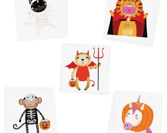 Spökdjurstatueringar | 25 tillfälliga Halloween-tatueringar för barn, Halloween-kostymer, Halloween-festtillbehör
