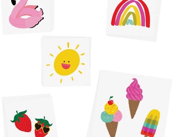 "Dieses Angebot beinhaltet 25 bunte bunte Kinder-Partytattoos, ""Summer Fun Variety""."