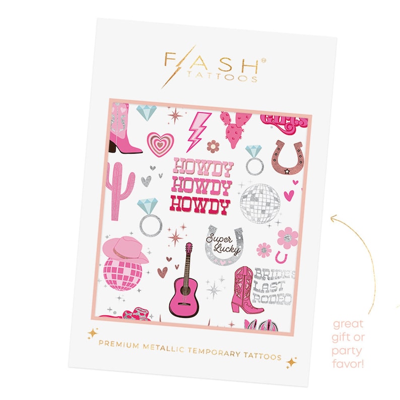 Flash-tatueringar DISCO COWGIRL BACHELORETTE tillfälliga tatueringar | 66 foliestilar | Nashville bach, western bachelorette, Last Rodeo, Festgåvor bild 6