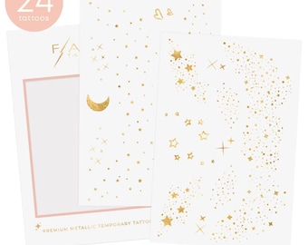 Paquete de 2 hojas de tatuajes temporales de PIXIE DUST / tatuajes metálicos temporales / tatuaje de pecas / tatuaje con brillantina / brillo facial metálico