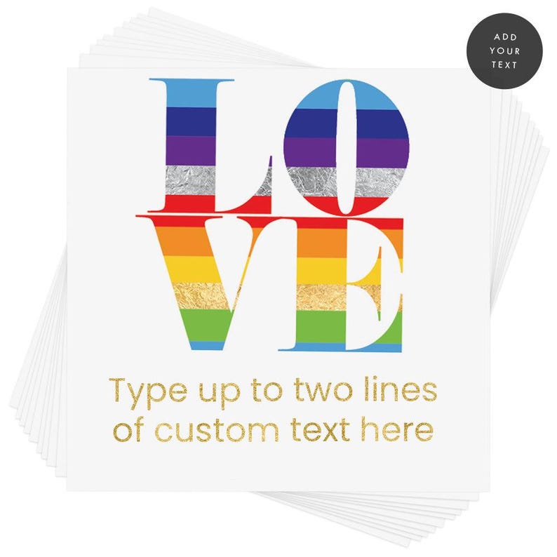 RAINBOW LOVE Personalized Metallic Temporary Tattoo Custom Pride Tattoo