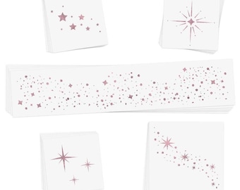 STARLIGHT PINK variety set temporary tattoos| 25 metallic pink tattoos | freckle tattoo | glitter tattoo | metallic face sparkle | star tat