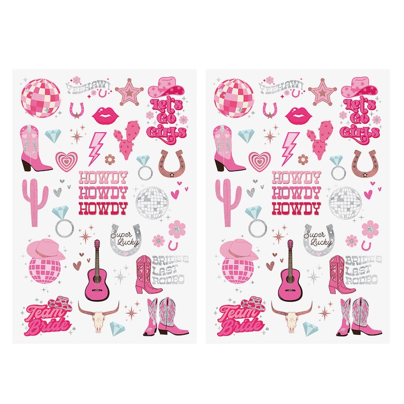 Flash-tatueringar DISCO COWGIRL BACHELORETTE tillfälliga tatueringar | 66 foliestilar | Nashville bach, western bachelorette, Last Rodeo, Festgåvor bild 7