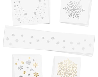 Winter Wonderland Variety Set includes 25 assorted pre-cut winter-inspired metallic temporary jewelry Flash Tattoos