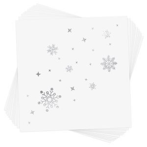 SNOW SHIMMER lot de 10 tatouages temporaires visage argent métallisé premium - étoiles flocons de neige | Effet scintillant pour les yeux | Paillettes pour le visage