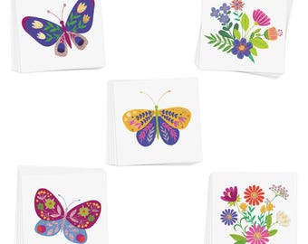 BUTTERFLIES & BLOSSOMS Variety Set features 25 assorted metallic temporary Flash Tattoos- flower tattoo, butterfly, metallic pink and gold