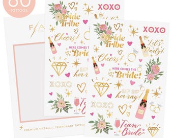 Bougie Bachelorette Tattoos | 60 foil styles | Flash Tattoo | Bach Party Decoration, Bridesmaid Favor, Bride to Be Gift + Bridal Shower