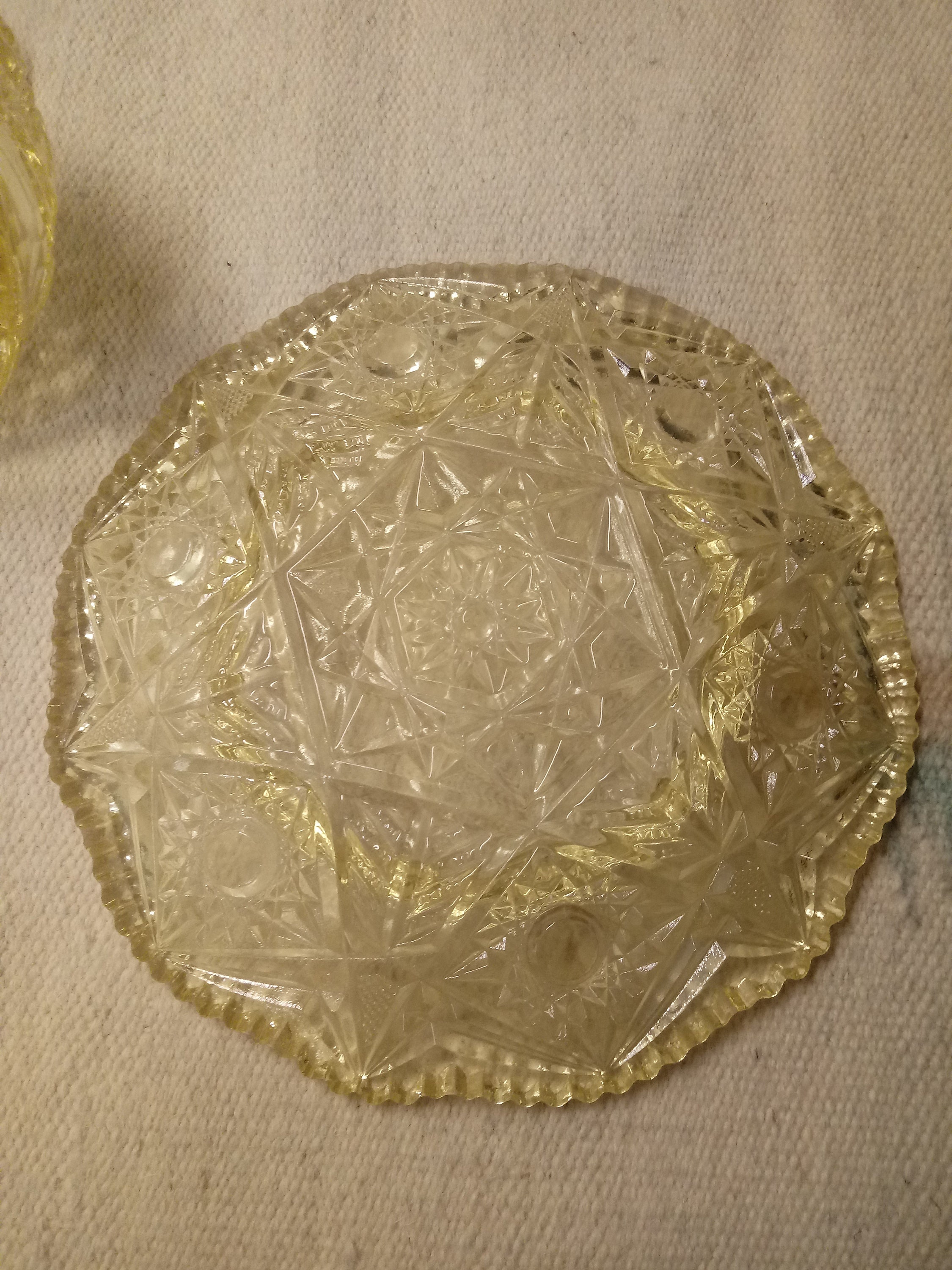 Yellow Depression Glass Round Butter Dish Etsy