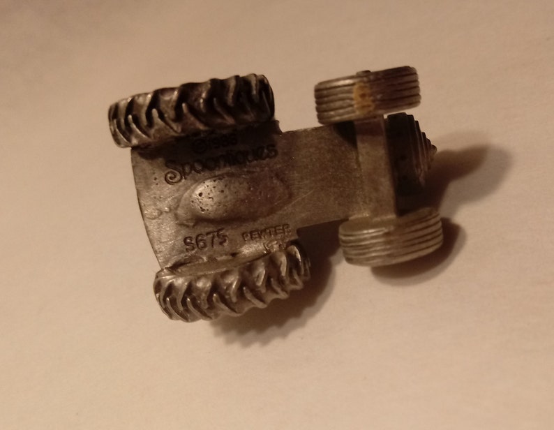 Spoontiques Mini Pewter Teddy Bear on Tractor #S675