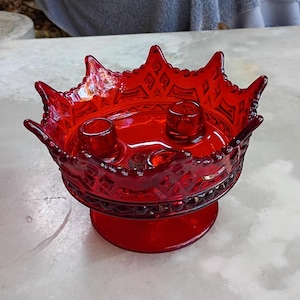 Portavelas con base Fostoria Ruby Red Crown Luxembourg