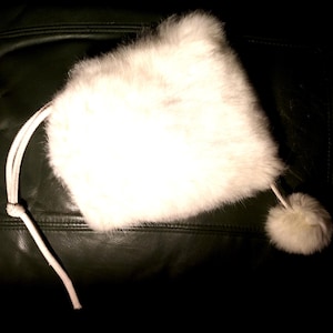 Rabbit Fur Child's White PomPom Hat