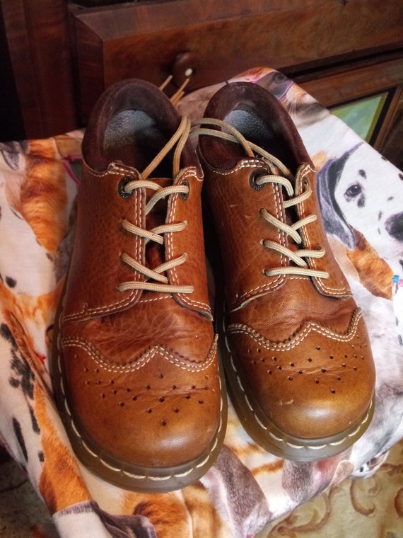 leather Women/'s size 8.5 in dark brown lug sole wingtip spectator oxfords 1990/'s heavy