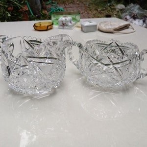 American Brilliant Period Cut Glass Creamer and Sugar