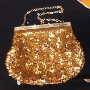 ゴールドスパンコールイブニングバッグクラッチバッグ