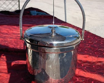 Secchiello per il ghiaccio vintage Saks Fifth Avenue in argento placcato con rivestimento termico e pinze