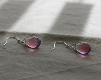 Ombre Pink with Silver Oval Czech Glass Earrings