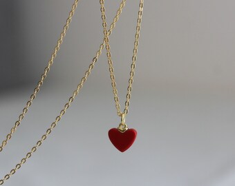 red heart gold necklace