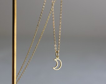 Small gold plated over silver moon necklace Dainty necklace Minimal necklace Gift